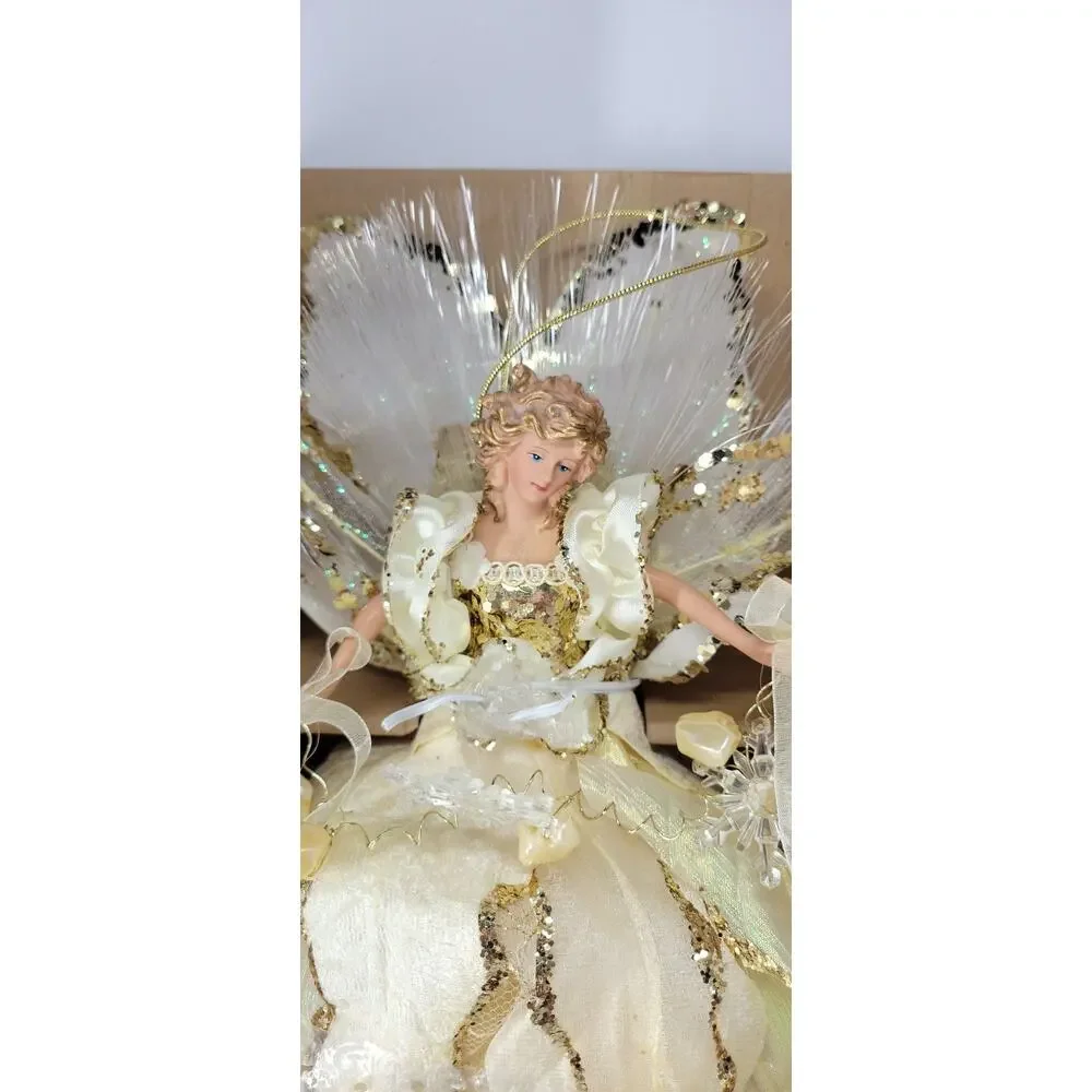 2008 Avon Fiber Optic Light Up Glitter Angel Christmas Decor 13” NIB New